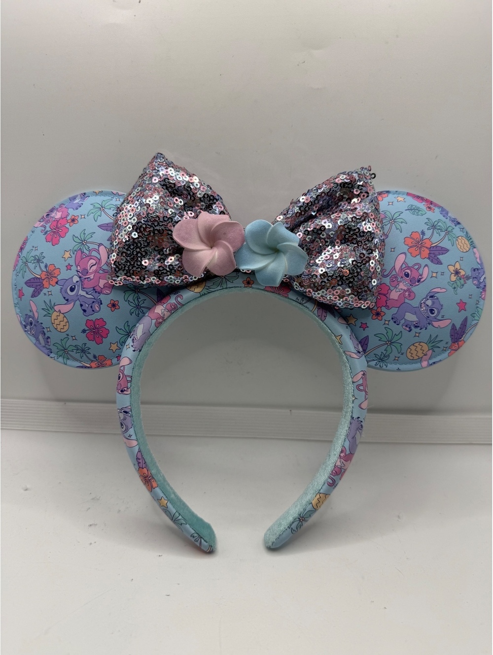 Disney Parks Stitch & Angel Spring Minnie Mouse Ears Headband - Tag Cut Off